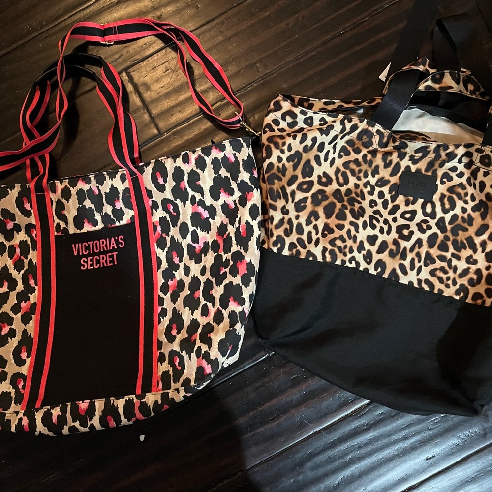PINK Victoria's Secret Brown and Black Leopard Print Tote